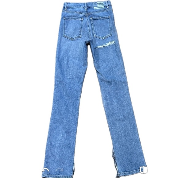 ππΊπΈβ REVICE High Rise Straight Leg Jeans | Distressed Flag Pocket Womenβs 24 - Picture 3 of 5